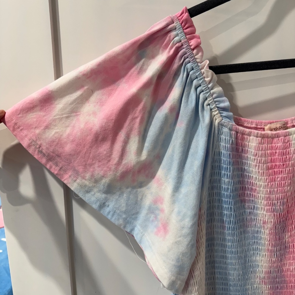 Ivy City Co Pink and Blue Tie-Dye Midi Dress - Picture 4 of 6